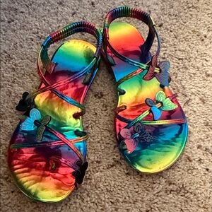 Girls' Rainbow Butterfly Strappy Sandals - Multicolor